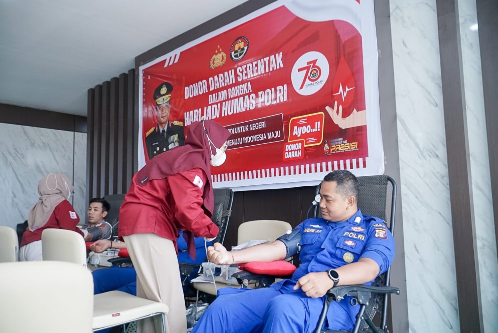 Peringati HUT Humas Polri ke-73, Polres Kukar Gelar Donor Darah Secara Serentak Wujudkan Kepedulian Sosial kukar 5