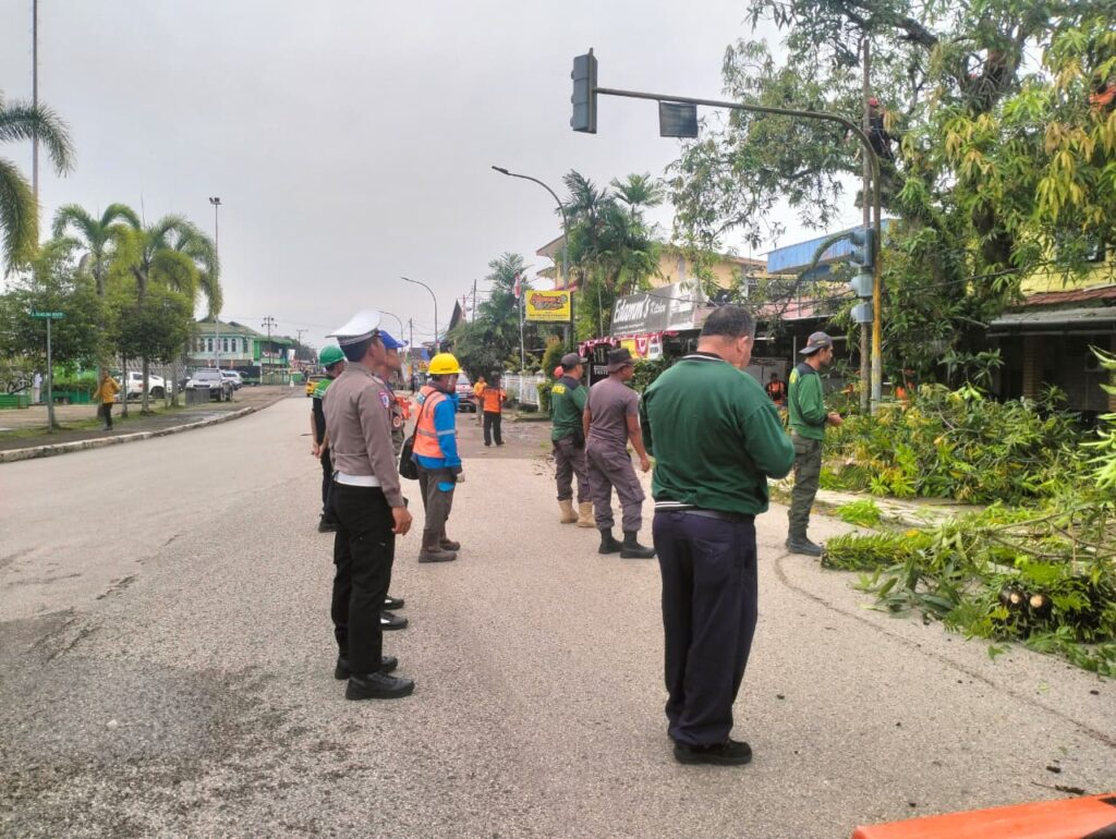 Gerak Cepat untuk Upaya Keselamatan, Sat Lantas Polres Paser bersama Petugas Gabungan Lakukan Pembersihan Pohon yang Menutupi Rambu Lalu Lintas WhatsApp Image 2025 08 22 at 14.17.19