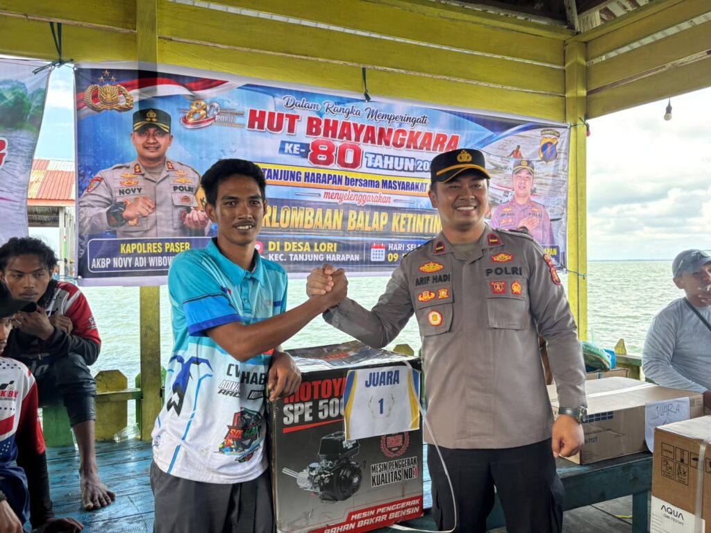 Semarak Hari Bhayangkara ke-80, Polsek Tanjung Harapan Gelar Balap Ketinting Sebagai Ajang Pelestarian Budaya Pesisir paser 1