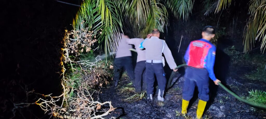 Polsek Paser Belengkong dan Damkar Bersinergi Padamkan Kebakaran Lahan paser 6